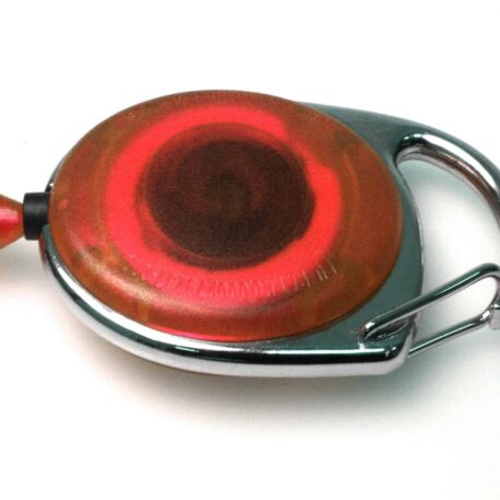 Red Retractable ID Badge Reel with Carabiner Hook & Reinforced Strap Clip