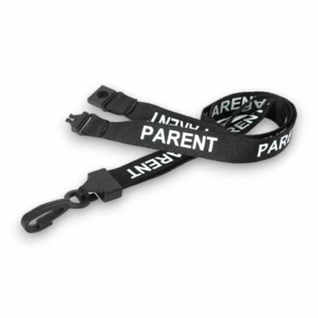 Black Parent Lanyard 15mm with Plastic Clip & Safety Breakaway