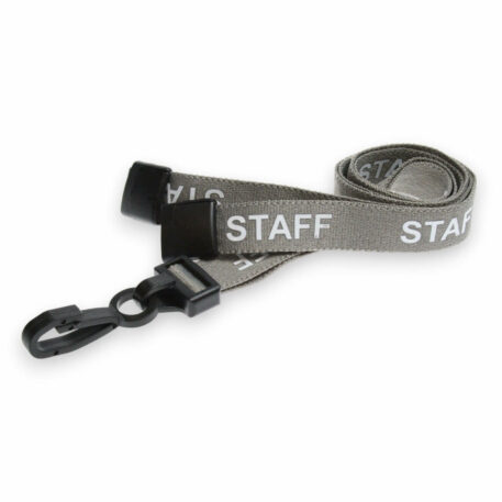 15mm Grey Staff Lanyards with Breakaway & Plastic Clip