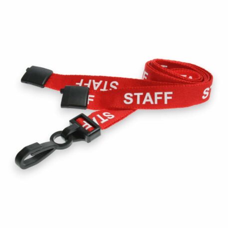15mm Red Staff Lanyards with Breakaway & Plastic Clip