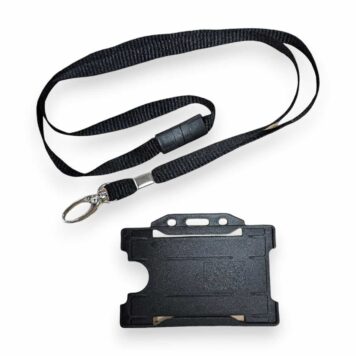 Lanyard with ID Holder (Black 10mm Lanyard, Single-Sided Holder)