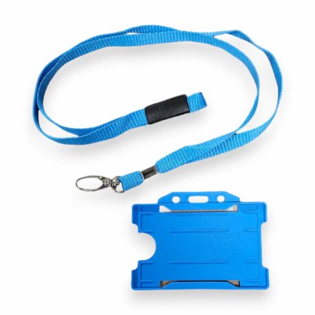 Lanyard with ID Holder (Blue 10mm Lanyard, Single-Sided Holder)