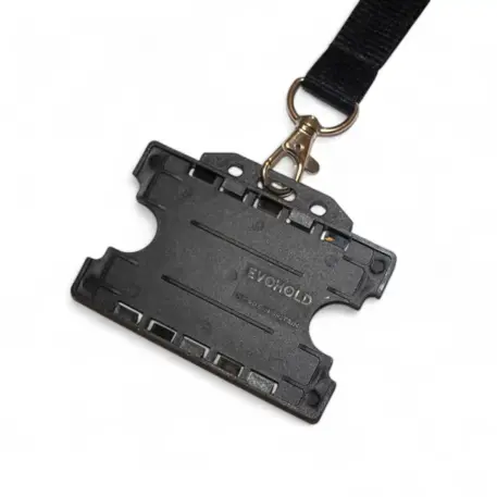 20mm Black Lanyard with Black ID Card Holder